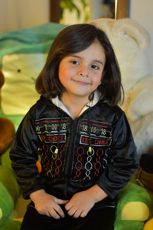 Black Kids Choice Embroidered Winter Tracksuit