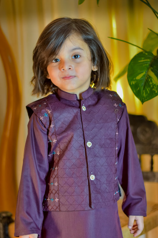 Kurta Suit with Embroidered Waistcoat Set