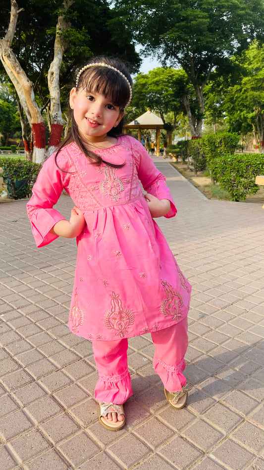 Girls Embroidered 2-Piece Suit