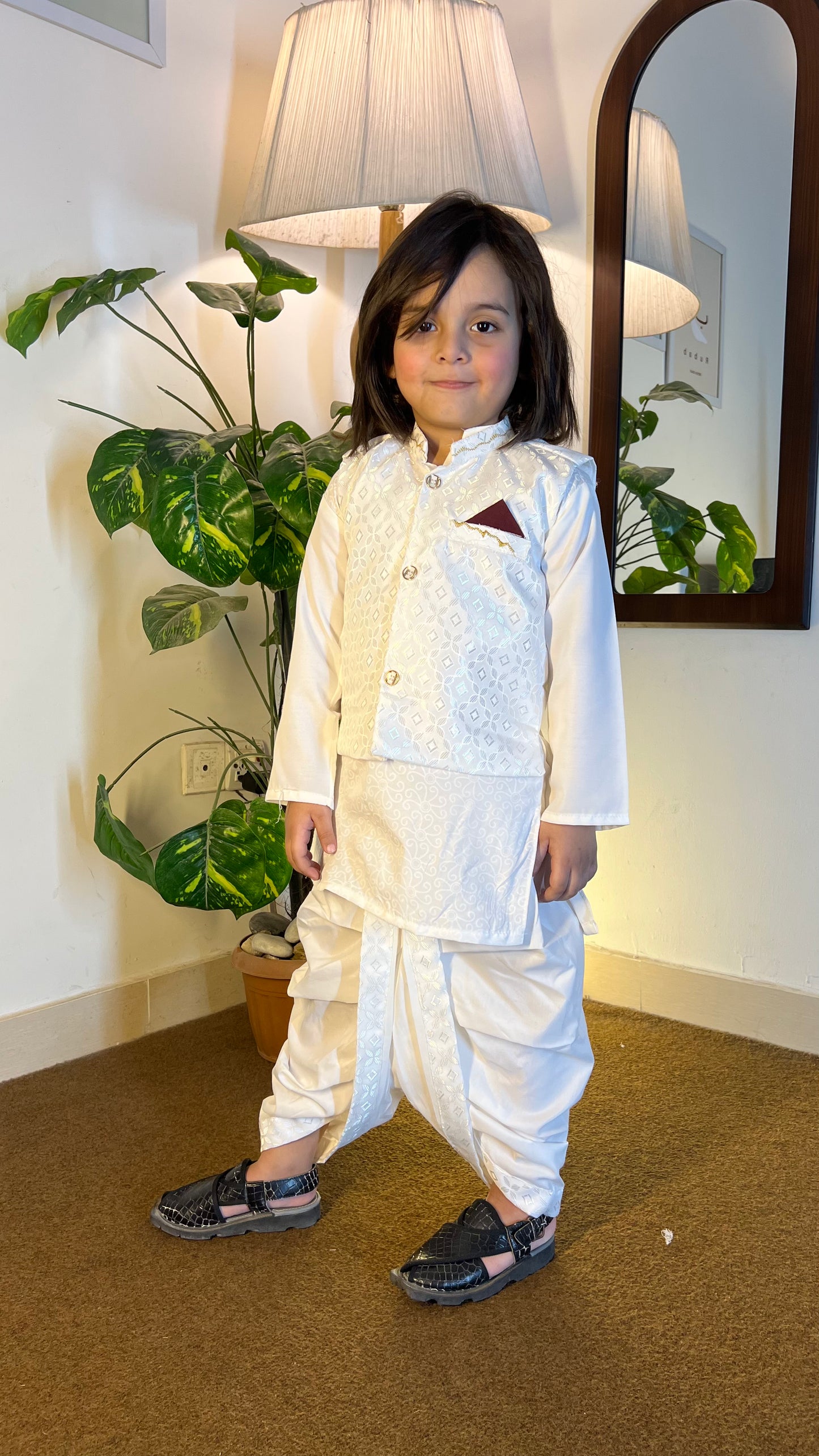 Classic Kurta Dhoti with Waistcoat Set