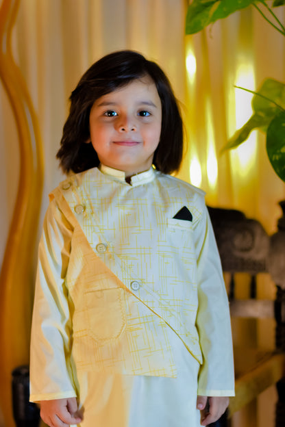 Kurta Suit with Textured Waistcoat