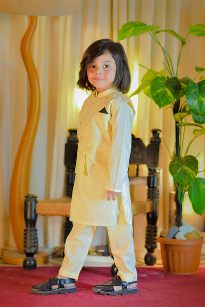 Kurta Suit with Textured Waistcoat