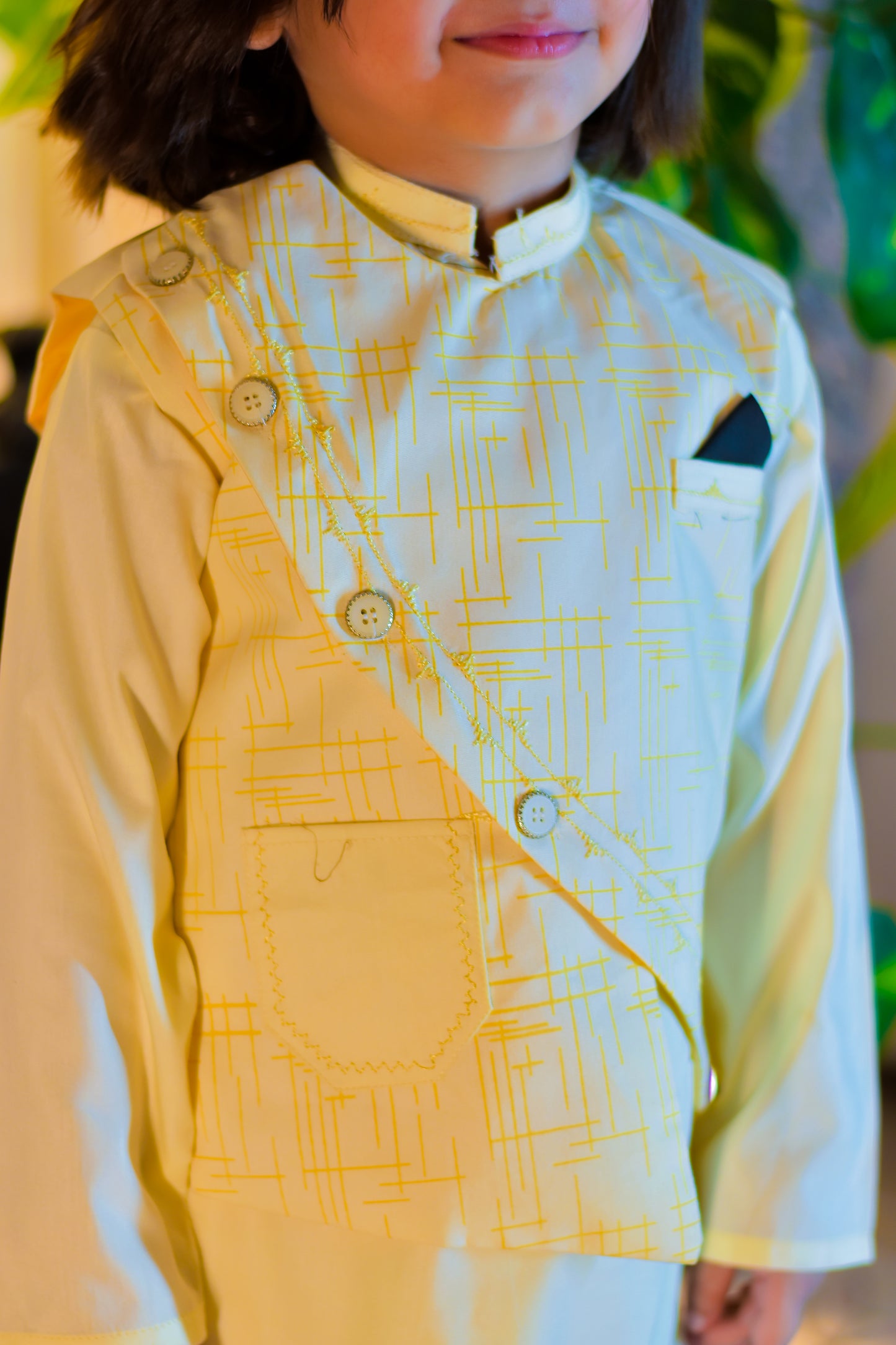 Kurta Suit with Textured Waistcoat