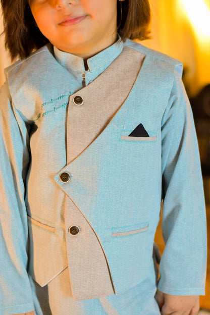 Kurta Suit with Modern Overlapping Waistcoat