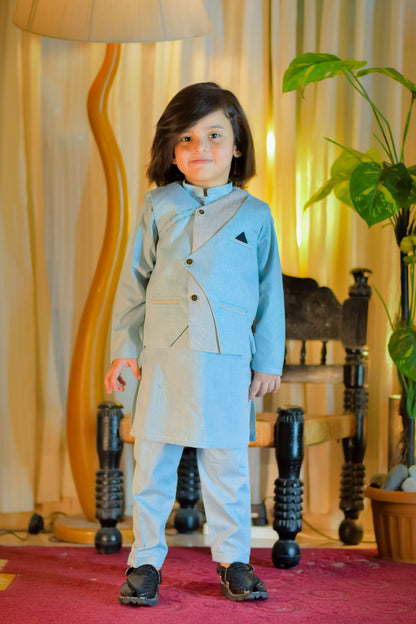 Kurta Suit with Modern Overlapping Waistcoat