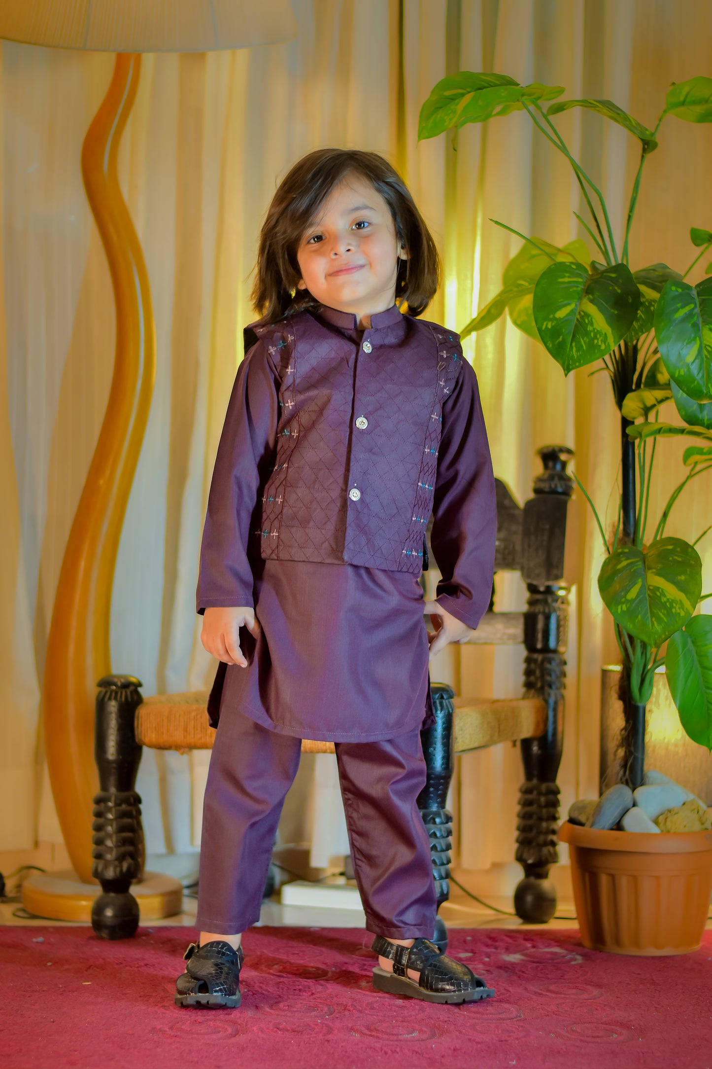 Kurta Suit with Embroidered Waistcoat Set