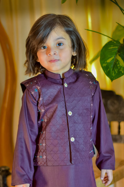 Kurta Suit with Embroidered Waistcoat Set