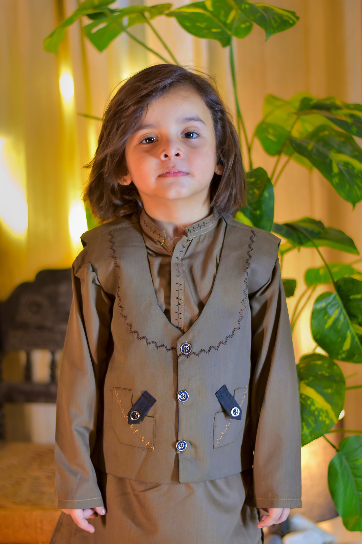 Kurta Suit with Traditional Embroidered Waistcoat