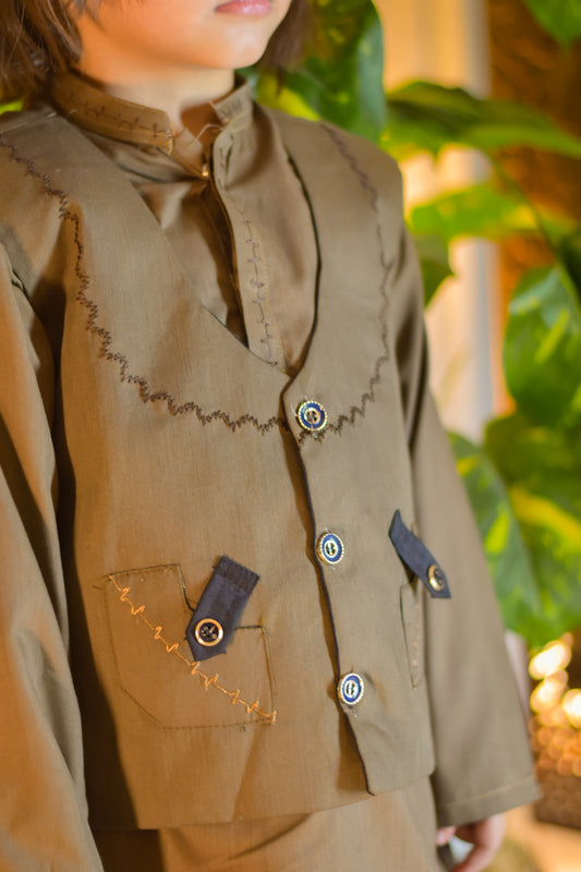 Kurta Suit with Traditional Embroidered Waistcoat