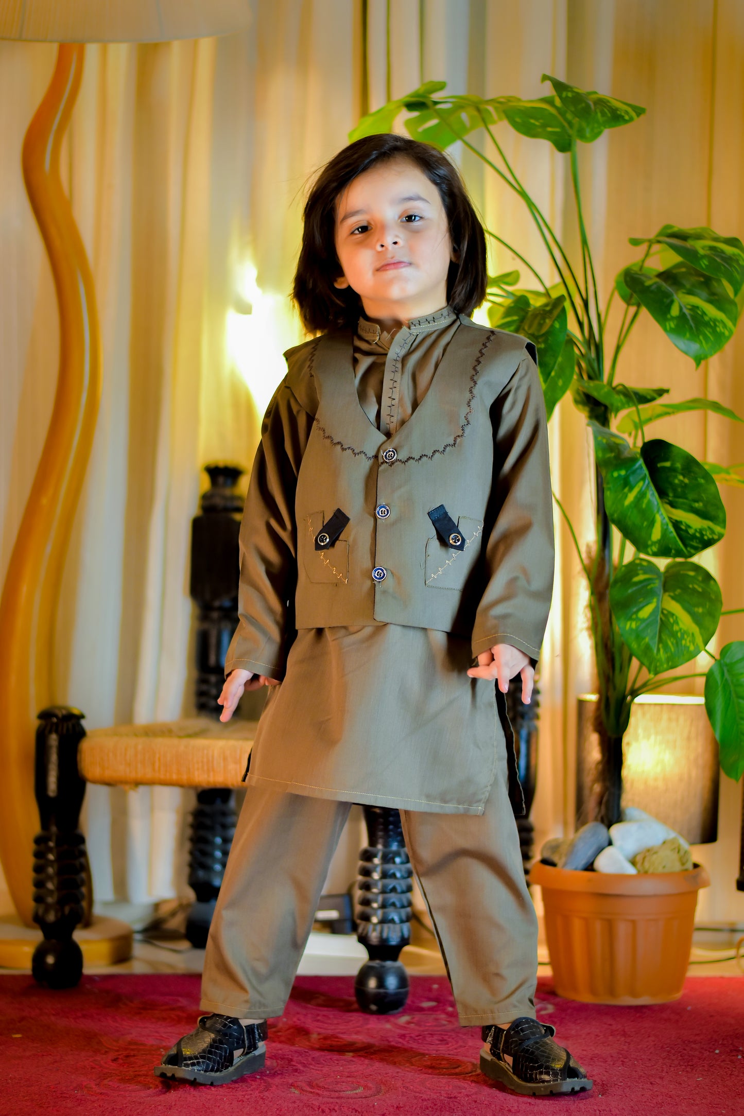 Kurta Suit with Traditional Embroidered Waistcoat