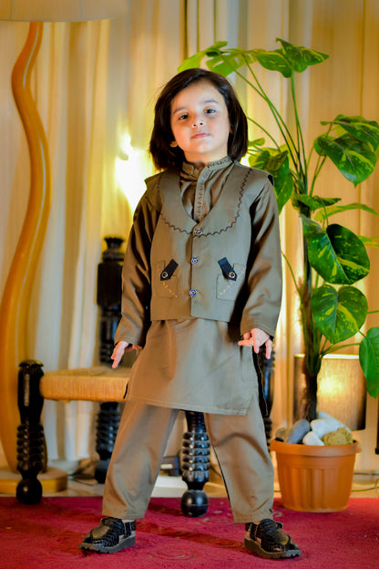 Kurta Suit with Traditional Embroidered Waistcoat