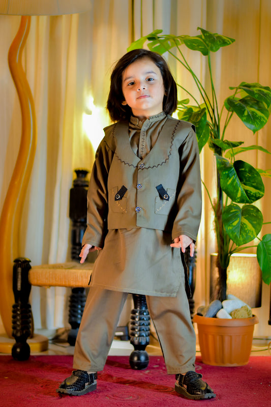 Kurta Suit with Traditional Embroidered Waistcoat