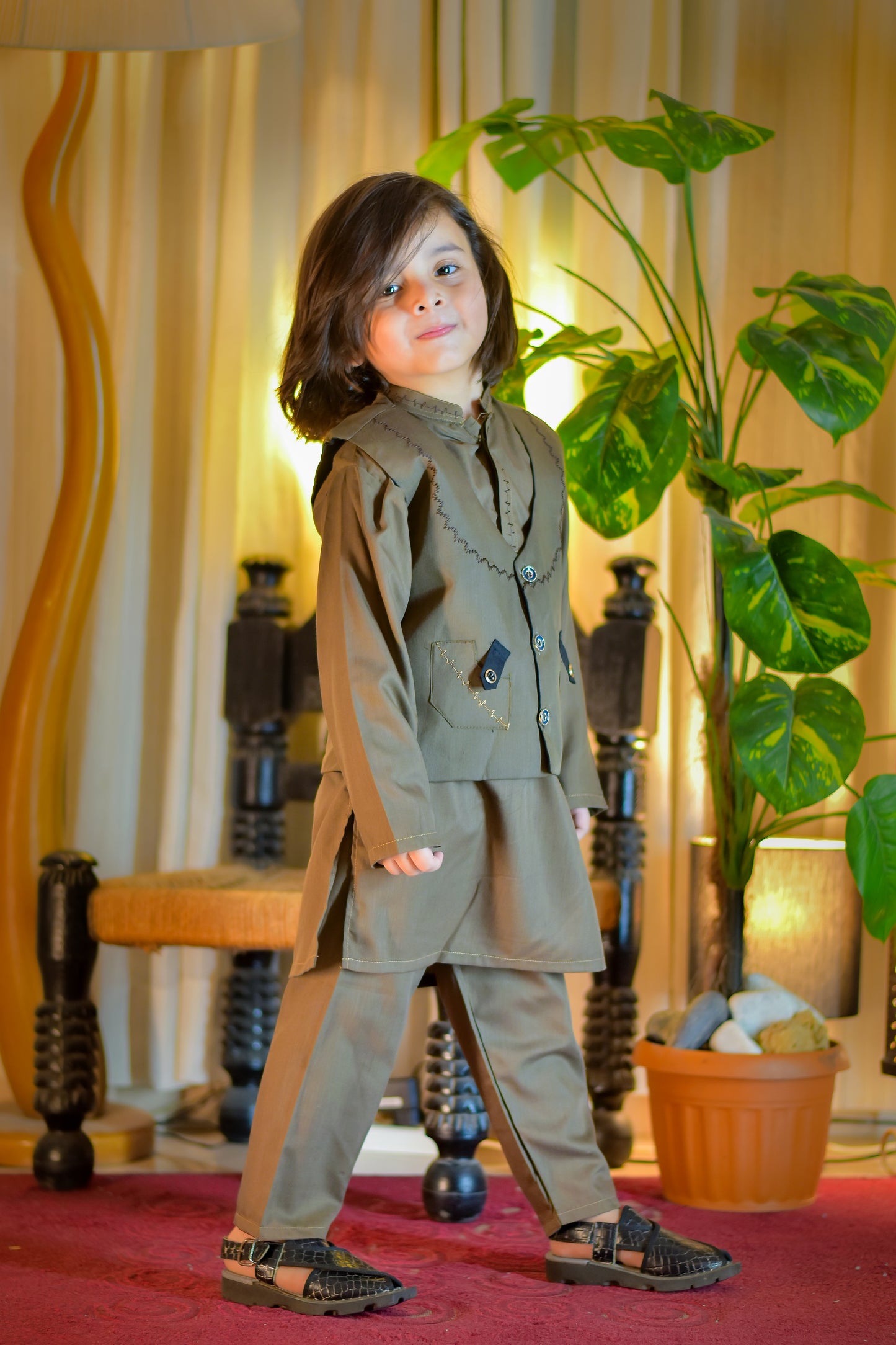 Kurta Suit with Traditional Embroidered Waistcoat