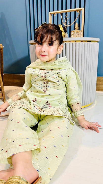 Girls Elegant Embroidered 4-Piece Suit