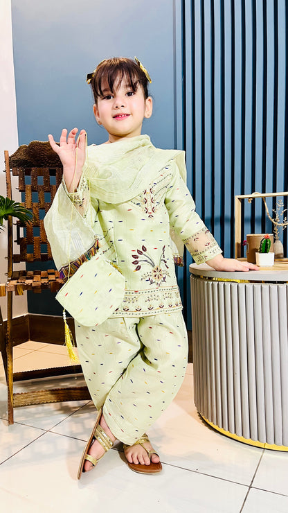 Girls Elegant Embroidered 4-Piece Suit