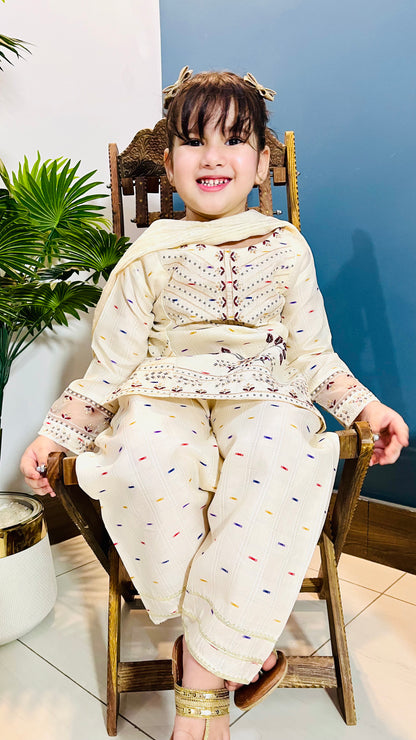 Girls Elegant Embroidered 4-Piece Suit