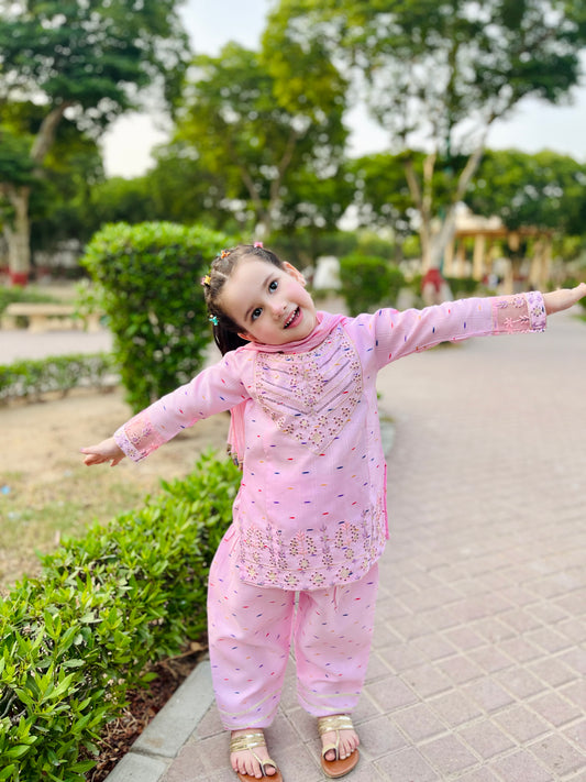 Girls Premium Embroidered 4-Piece Suit