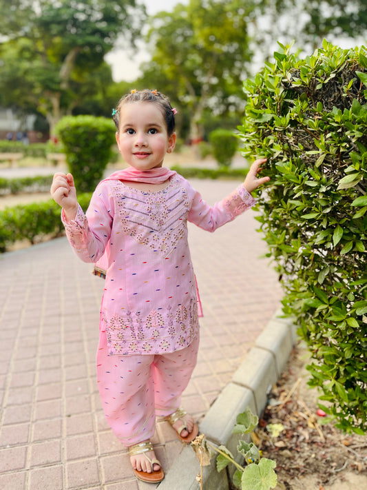 Girls Premium Embroidered 4-Piece Suit