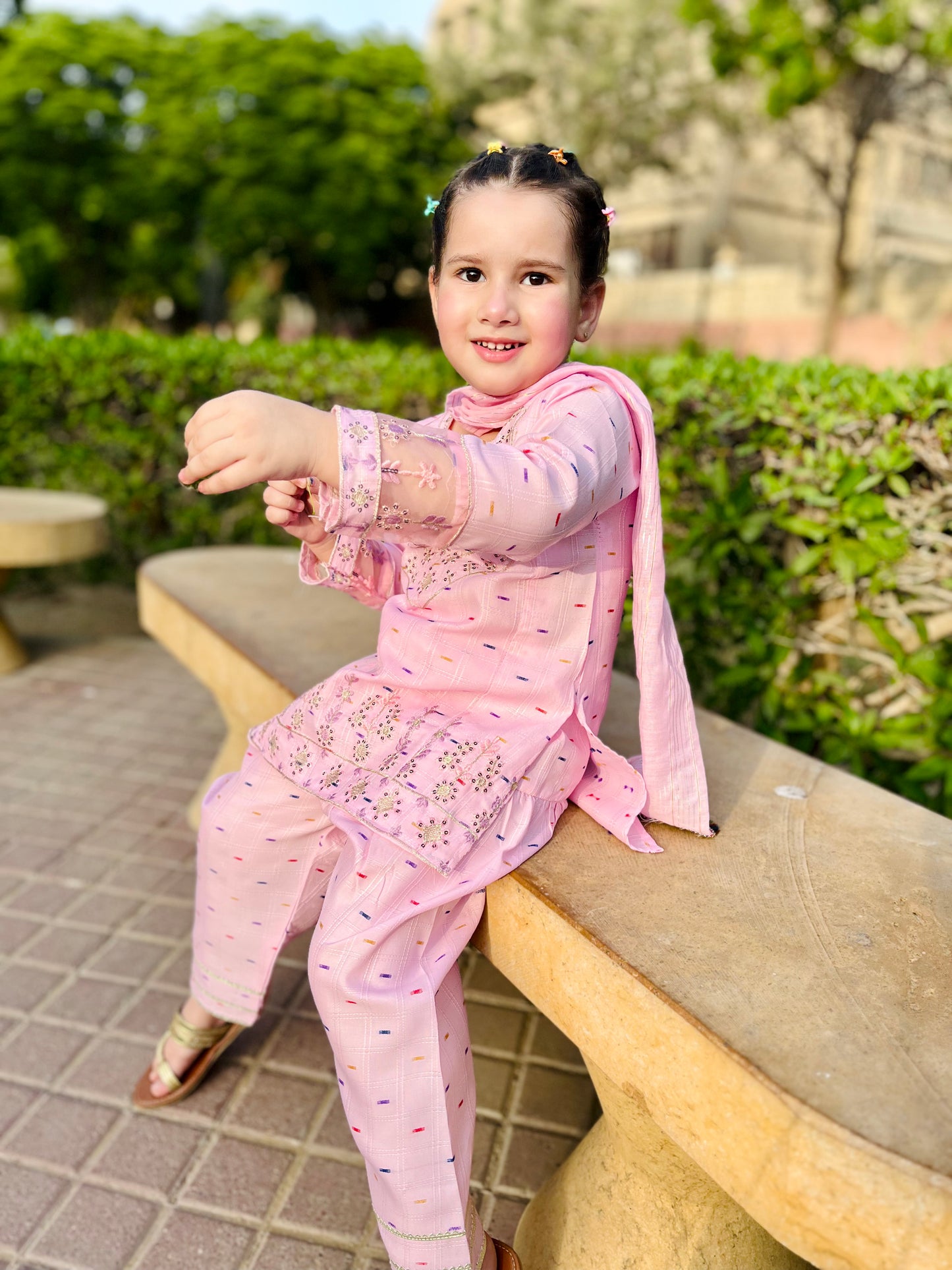 Girls Premium Embroidered 4-Piece Suit