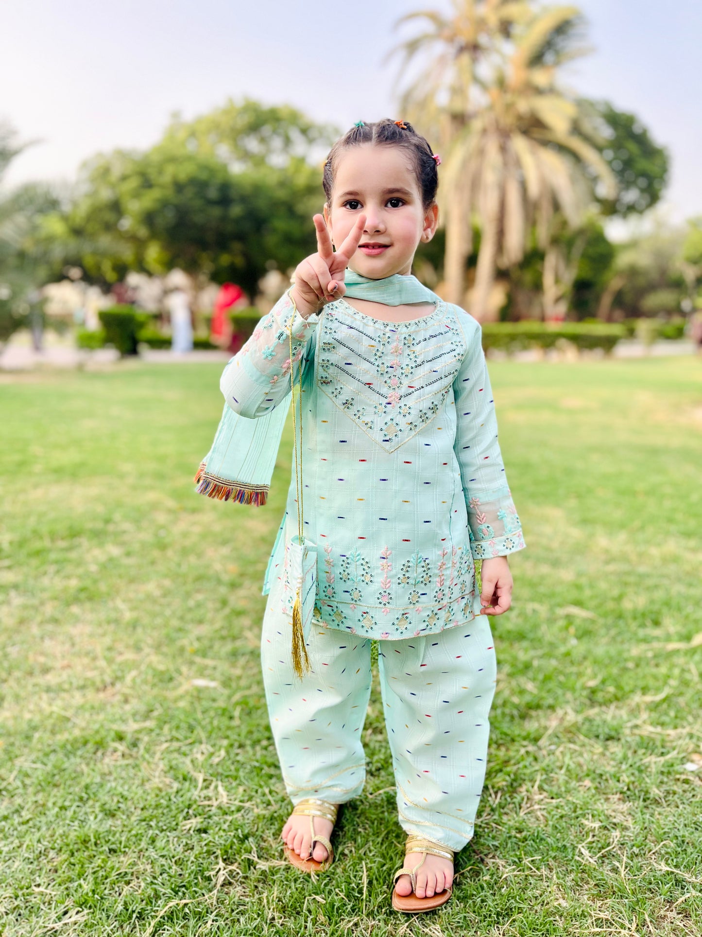 Girls Premium Embroidered 4-Piece Suit