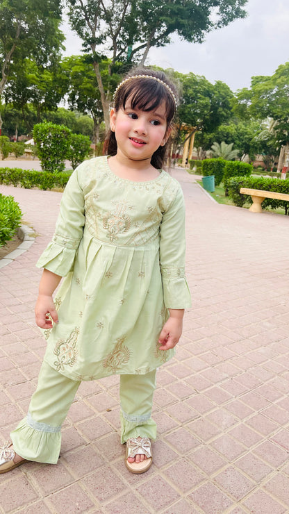 Girls Embroidered 2-Piece Suit