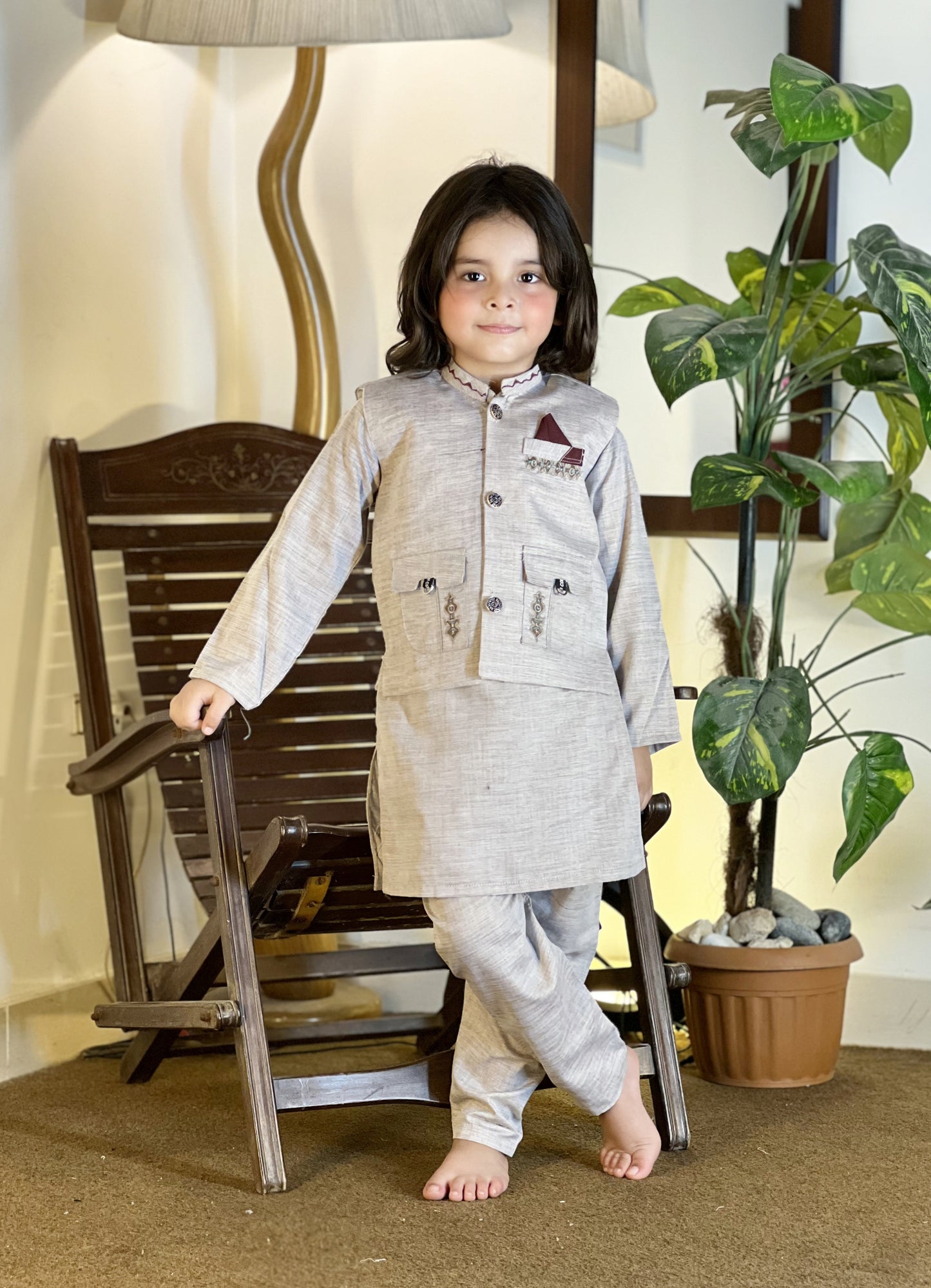 Kurta Suit with Designer Waistcoat Style Set
