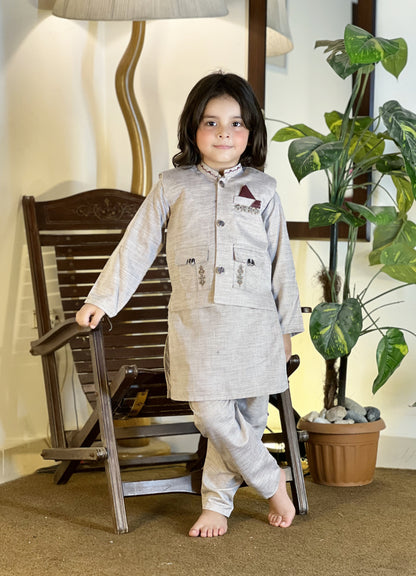 Kurta Suit with Designer Waistcoat Style Set