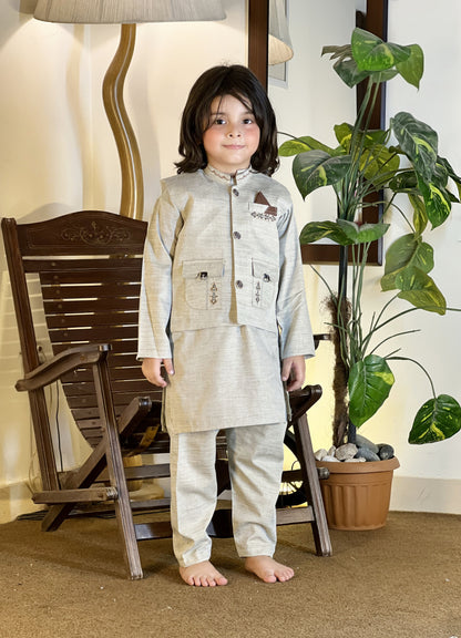 Kurta Suit with Designer Waistcoat Style Set
